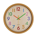 12 Inch Living Room Creative Color Wood Grain Wall Clock Quartz Clock Classroom Children Personality Wall Clock, Wood Grain Wall Clock Wood Grain Wall Clock