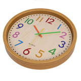 12 Inch Living Room Creative Color Wood Grain Wall Clock Quartz Clock Classroom Children Personality Wall Clock, Wood Grain Wall Clock