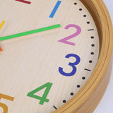 12 Inch Living Room Creative Color Wood Grain Wall Clock Quartz Clock Classroom Children Personality Wall Clock, Wood Grain Wall Clock