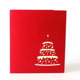 2 PCS 3D Three-Dimensional Cake Birthday Card Children Handmade Gift Small Card, Red Cover, Golden Cover