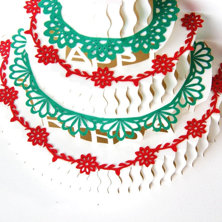 2 PCS 3D Three-Dimensional Cake Birthday Card Children Handmade Gift Small Card, Red Cover, Golden Cover