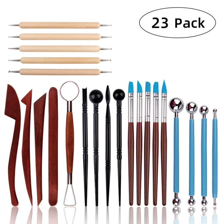 23 In 1 Wooden Clay Plastic Pottery Clay Tool Set Multifunctional Carving Combo Set, Pottery Clay Tool Set Pottery Clay Tool Set