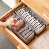 3 in 1 Underwear Drawer Storage Box Household Socks Folding Storage Box, Beige, Gray