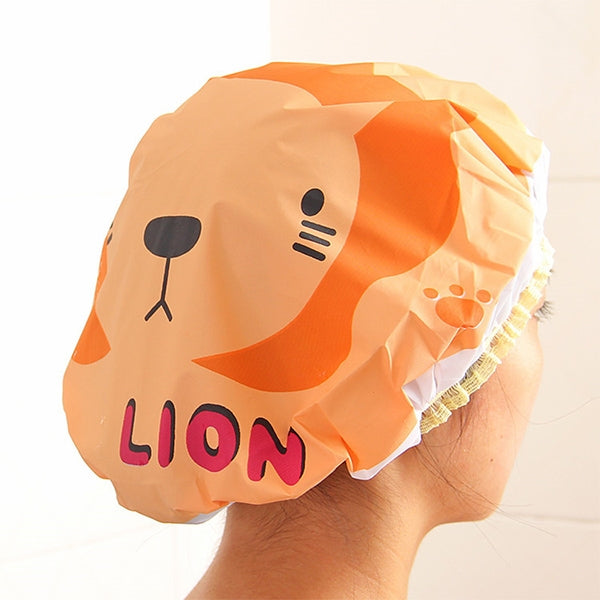3 PCS Cute Cartoon Shower Bath Cap Saunas Lace Elastic Band Cap Hair Protective Cap, 3 PCS Yellow Duck, 3 PCS Blue Elephant, 3 PCS Grey Panda, 3 PCS Pink Rabbit, 3 PCS Lion