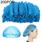 200 PCS Non-woven Disposable Pleated Anti Dust Hat Bath Caps For Spa Hair Salon Beauty, Non-woven (Blue), Non-woven (White) Non-woven (Blue) Blue