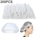 200 PCS Non-woven Disposable Pleated Anti Dust Hat Bath Caps For Spa Hair Salon Beauty, Non-woven (Blue), Non-woven (White) Non-woven (White) White