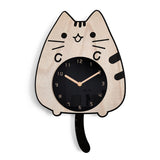 Wooden Cartoon Clocks Home Decoration Living Room Cat Wagging Tail Swinging Wall Clock, Cat Wagging Tail Wooden Clock Cat Wagging Tail Wooden Clock