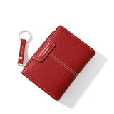 928666 Multi-Card Keychain Coin Purse Short Ladies Wallet, Yellow, Red, Blue, Brown, Black