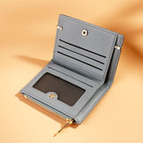 928010 Frosted All-Match Coin Purse Multi-Card Buckle Short Zipper Women Wallet, Gray, Pink, Blue, Milk Tea Color, Black