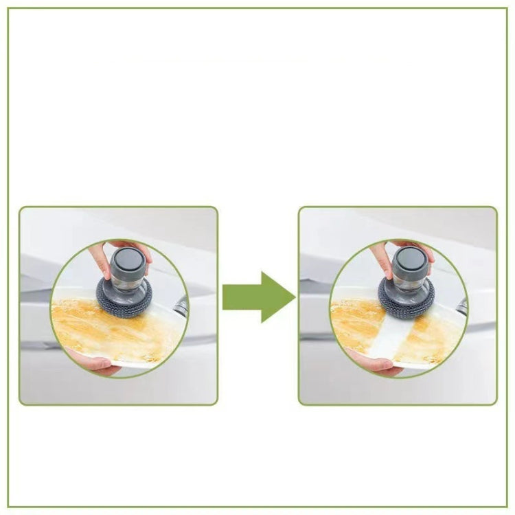Multifunctional Push-Type Cleaning Brush Kitchen Detergent Automatic Liquid Addition Dishwashing Brush, Steel Ball Pot Brush, PET Pot Brush