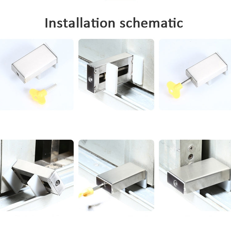 2 PCS Aluminum Screen Window Door Lock Child Protection Safety Lock Anti-theft Stopper, Hex Key, One-word Key