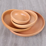 Round Fruit Plate Salad Bowl Thick Wood Dried Fruit Plate Fruit Sushi Plate, 15cm, 20cm, 25cm, 30cm
