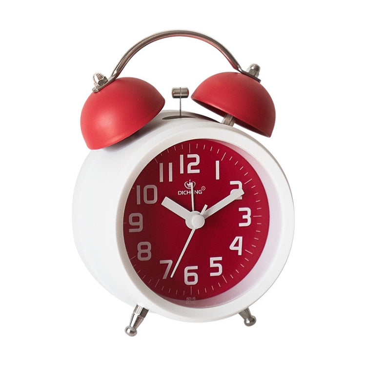 6016 Simple Bell Small Alarm Clock Students Learning Bedside Clock With Night Light, Red, Green, Coffee Color
