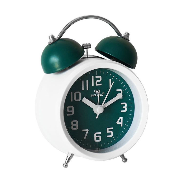 6016 Simple Bell Small Alarm Clock Students Learning Bedside Clock With Night Light, Red, Green, Coffee Color