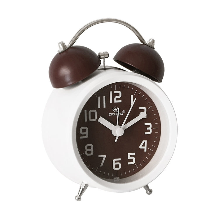 6016 Simple Bell Small Alarm Clock Students Learning Bedside Clock With Night Light, Red, Green, Coffee Color