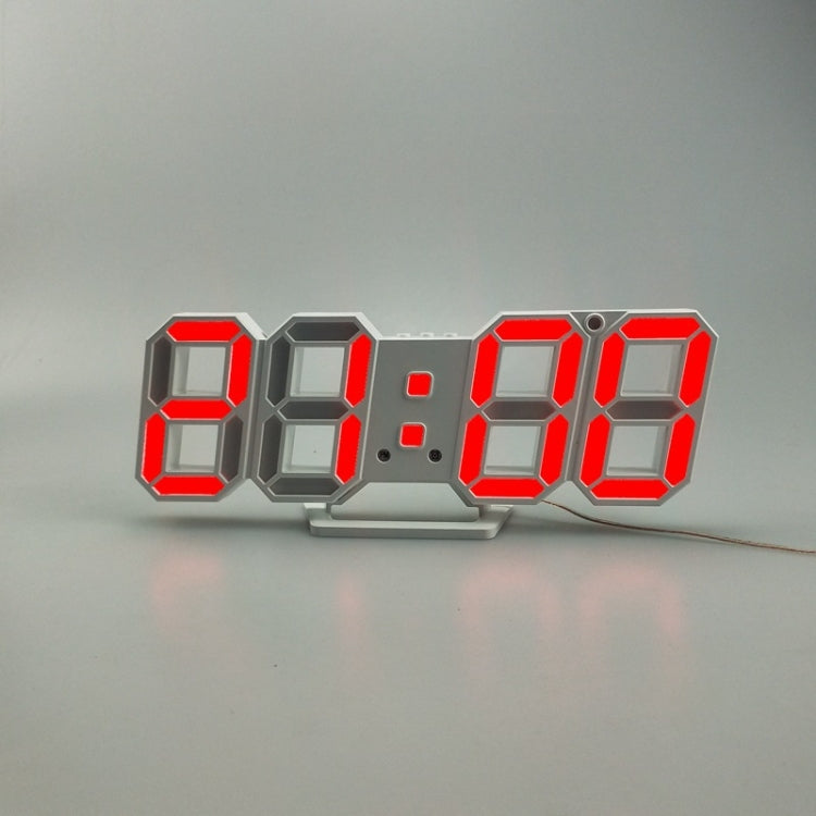 6609 3D Stereo LED Alarm Clock Living Room 3D Wall Clock, Red, Green, Black Frame Blue Light, Black Frame Orange Light, Black Frame Pink Light, Black Frame Green Light, Black Frame Red Light