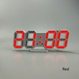 6609 3D Stereo LED Alarm Clock Living Room 3D Wall Clock, Red, Green, Black Frame Blue Light, Black Frame Orange Light, Black Frame Pink Light, Black Frame Green Light, Black Frame Red Light