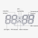 6609 3D Stereo LED Alarm Clock Living Room 3D Wall Clock, Red, Green, Black Frame Blue Light, Black Frame Orange Light, Black Frame Pink Light, Black Frame Green Light, Black Frame Red Light