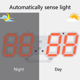 6609 3D Stereo LED Alarm Clock Living Room 3D Wall Clock, Red, Green, Black Frame Blue Light, Black Frame Orange Light, Black Frame Pink Light, Black Frame Green Light, Black Frame Red Light
