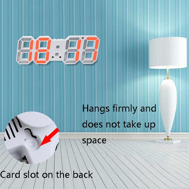 6609 3D Stereo LED Alarm Clock Living Room 3D Wall Clock, Red, Green, Black Frame Blue Light, Black Frame Orange Light, Black Frame Pink Light, Black Frame Green Light, Black Frame Red Light