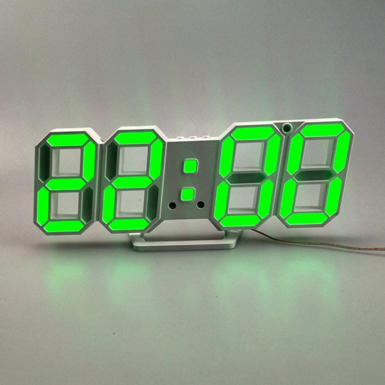6609 3D Stereo LED Alarm Clock Living Room 3D Wall Clock, Red, Green, Black Frame Blue Light, Black Frame Orange Light, Black Frame Pink Light, Black Frame Green Light, Black Frame Red Light