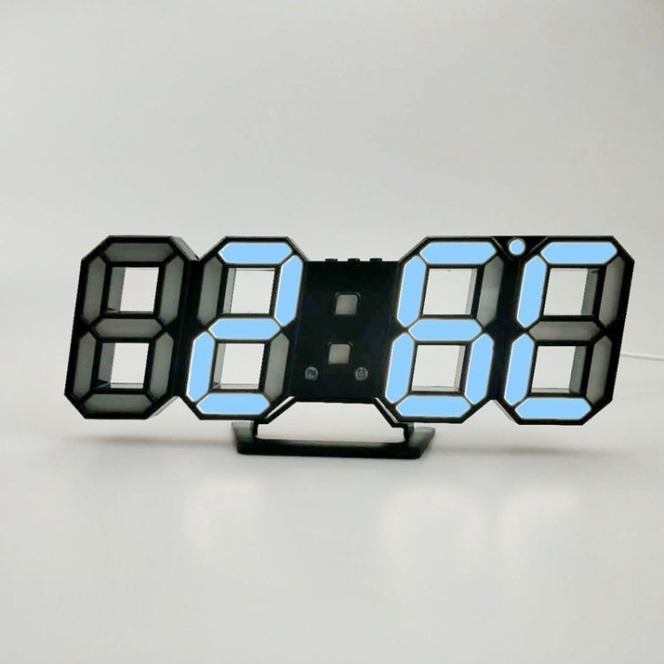 6609 3D Stereo LED Alarm Clock Living Room 3D Wall Clock, Red, Green, Black Frame Blue Light, Black Frame Orange Light, Black Frame Pink Light, Black Frame Green Light, Black Frame Red Light