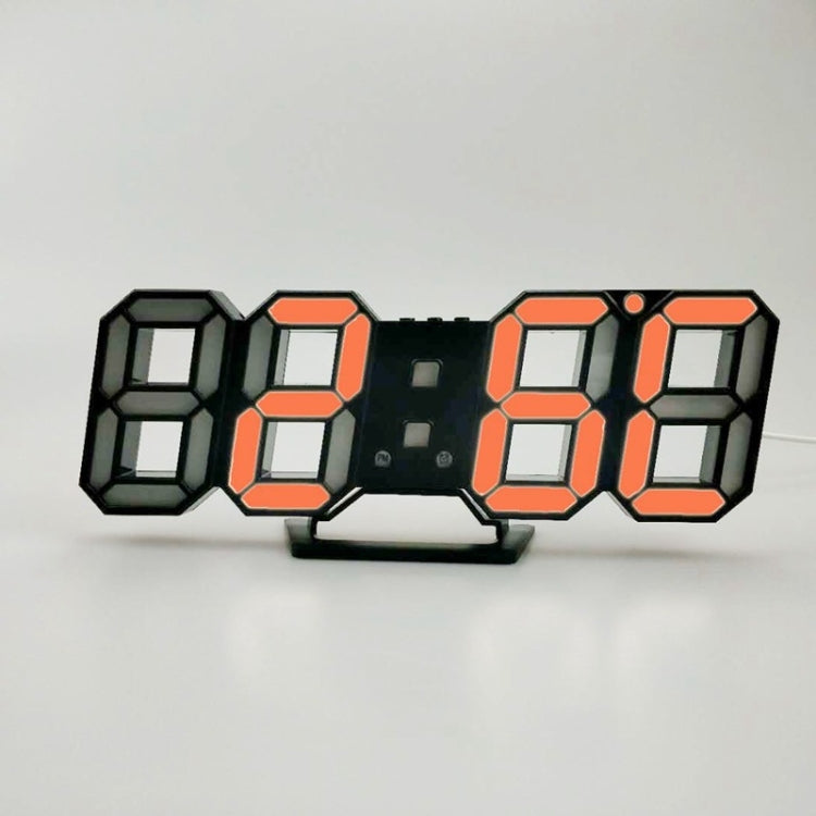 6609 3D Stereo LED Alarm Clock Living Room 3D Wall Clock, Red, Green, Black Frame Blue Light, Black Frame Orange Light, Black Frame Pink Light, Black Frame Green Light, Black Frame Red Light