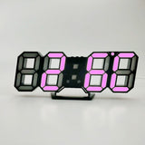 6609 3D Stereo LED Alarm Clock Living Room 3D Wall Clock, Red, Green, Black Frame Blue Light, Black Frame Orange Light, Black Frame Pink Light, Black Frame Green Light, Black Frame Red Light
