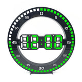 DS-3688L Living Room 3D Wall Clock Big Screen LED Electronic Clock, Black+Red, Black+Green, Second Light Black+Green