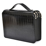 200 Hole Art Painting Pen Storage Bag Large-Capacity Crocodile Pattern PU Pencil Bag, Black, Purple, Brown, Sapphire, Gray, Khaki Rose, Blue Rose, Green Rose, Pink Rose, Rose Red, Lake Blue Black