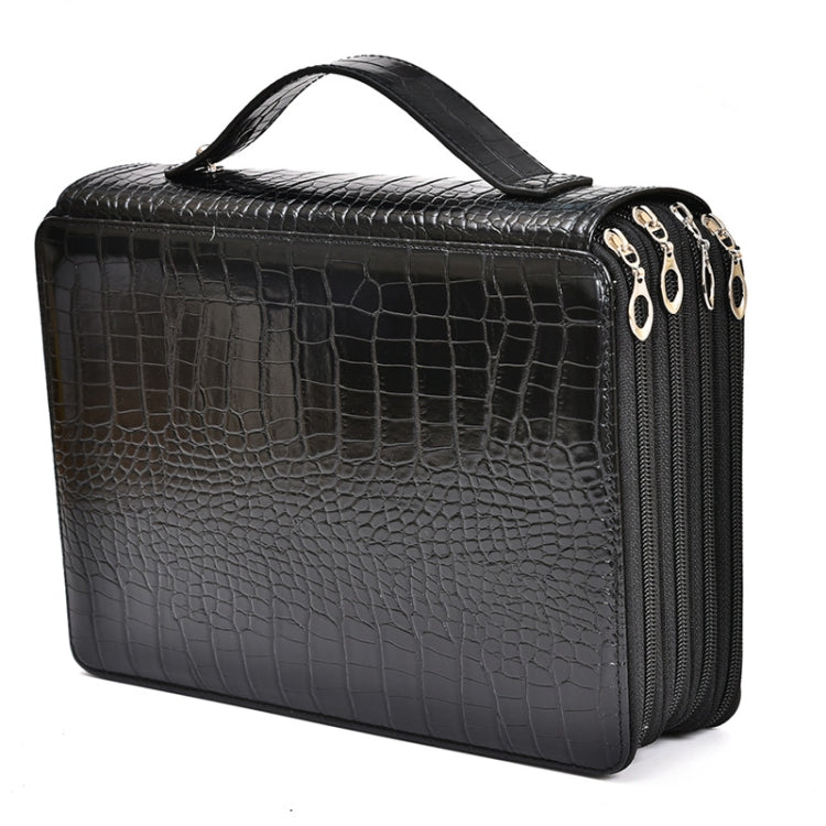 200 Hole Art Painting Pen Storage Bag Large-Capacity Crocodile Pattern PU Pencil Bag, Black, Purple, Brown, Sapphire, Gray, Khaki Rose, Blue Rose, Green Rose, Pink Rose, Rose Red, Lake Blue Black