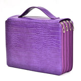 200 Hole Art Painting Pen Storage Bag Large-Capacity Crocodile Pattern PU Pencil Bag, Black, Purple, Brown, Sapphire, Gray, Khaki Rose, Blue Rose, Green Rose, Pink Rose, Rose Red, Lake Blue Purple