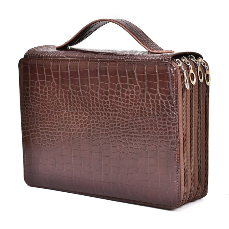 200 Hole Art Painting Pen Storage Bag Large-Capacity Crocodile Pattern PU Pencil Bag, Black, Purple, Brown, Sapphire, Gray, Khaki Rose, Blue Rose, Green Rose, Pink Rose, Rose Red, Lake Blue Brown