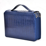 200 Hole Art Painting Pen Storage Bag Large-Capacity Crocodile Pattern PU Pencil Bag, Black, Purple, Brown, Sapphire, Gray, Khaki Rose, Blue Rose, Green Rose, Pink Rose, Rose Red, Lake Blue Sapphire