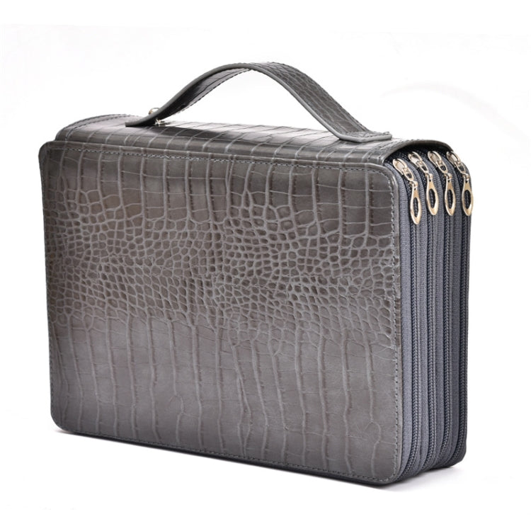 200 Hole Art Painting Pen Storage Bag Large-Capacity Crocodile Pattern PU Pencil Bag, Black, Purple, Brown, Sapphire, Gray, Khaki Rose, Blue Rose, Green Rose, Pink Rose, Rose Red, Lake Blue Gray