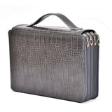 200 Hole Art Painting Pen Storage Bag Large-Capacity Crocodile Pattern PU Pencil Bag, Black, Purple, Brown, Sapphire, Gray, Khaki Rose, Blue Rose, Green Rose, Pink Rose, Rose Red, Lake Blue Gray