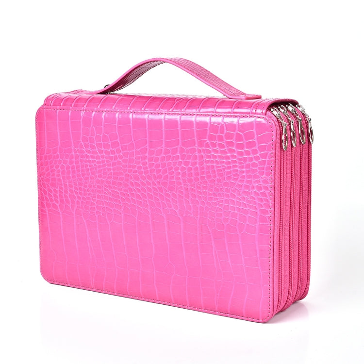 200 Hole Art Painting Pen Storage Bag Large-Capacity Crocodile Pattern PU Pencil Bag, Black, Purple, Brown, Sapphire, Gray, Khaki Rose, Blue Rose, Green Rose, Pink Rose, Rose Red, Lake Blue Rose Red