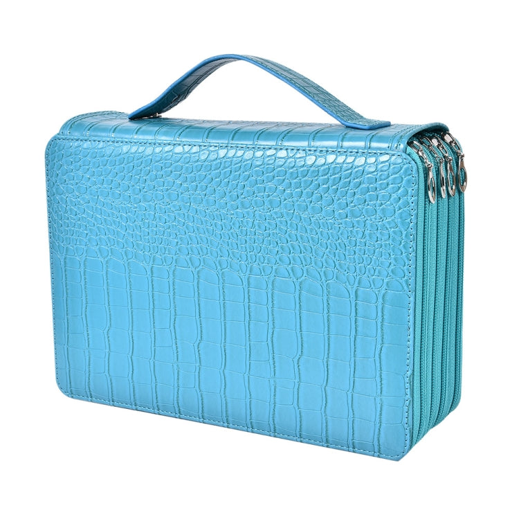 200 Hole Art Painting Pen Storage Bag Large-Capacity Crocodile Pattern PU Pencil Bag, Black, Purple, Brown, Sapphire, Gray, Khaki Rose, Blue Rose, Green Rose, Pink Rose, Rose Red, Lake Blue Lake Blue