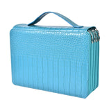 200 Hole Art Painting Pen Storage Bag Large-Capacity Crocodile Pattern PU Pencil Bag, Black, Purple, Brown, Sapphire, Gray, Khaki Rose, Blue Rose, Green Rose, Pink Rose, Rose Red, Lake Blue Lake Blue