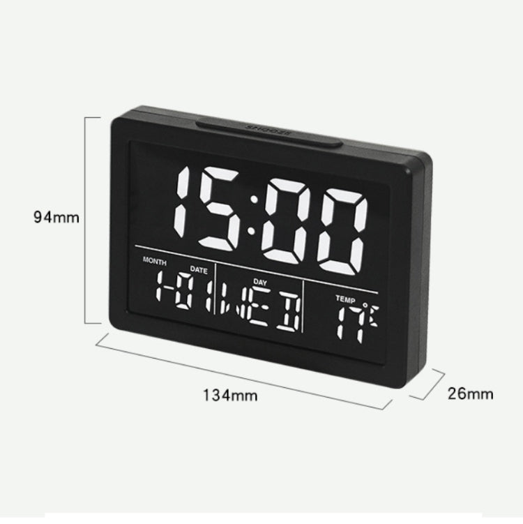 Large Screen LED Clock Bedside Multifunctional Electronic Alarm Clock, White Shell White Light, Black Shell White Light, Black Shell Green Light, Black Shell Orange Light