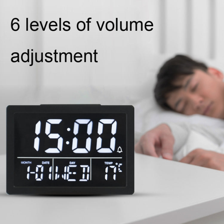 Large Screen LED Clock Bedside Multifunctional Electronic Alarm Clock, White Shell White Light, Black Shell White Light, Black Shell Green Light, Black Shell Orange Light