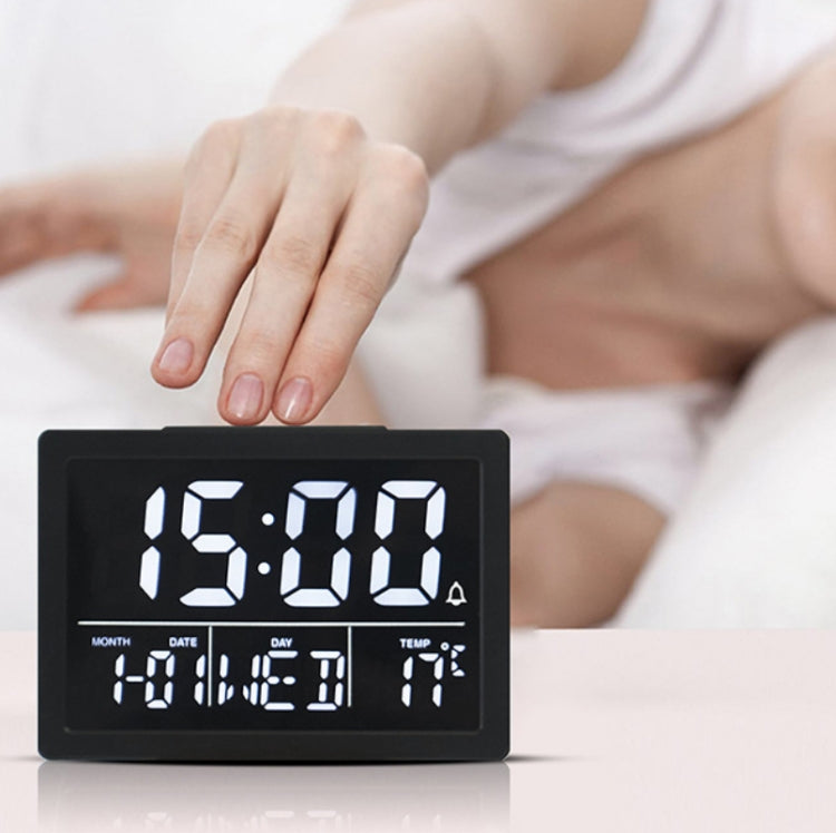 Large Screen LED Clock Bedside Multifunctional Electronic Alarm Clock, White Shell White Light, Black Shell White Light, Black Shell Green Light, Black Shell Orange Light
