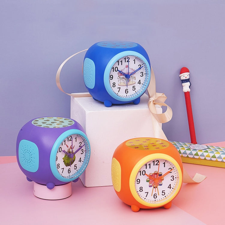 Children Romantic Starry Sky Projection Music Pointer Alarm Clock, Purple, Blue, Orange