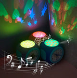 Children Romantic Starry Sky Projection Music Pointer Alarm Clock, Purple, Blue, Orange
