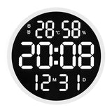 6620 12 Inch LED Simple Wall Clock Living Room Round Silent Digital Temperature And Humidity Electronic Clock, White Frame EU Plug, Black Frame EU Plug, White Frame US Plug, Black Frame US Plug