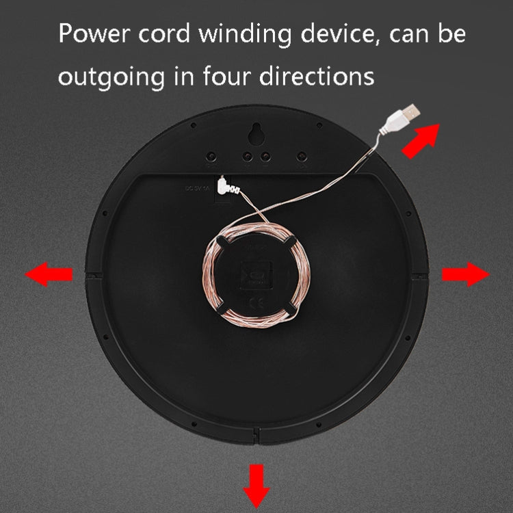 6620 12 Inch LED Simple Wall Clock Living Room Round Silent Digital Temperature And Humidity Electronic Clock, White Frame EU Plug, Black Frame EU Plug, White Frame US Plug, Black Frame US Plug