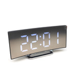 6507 Curved Big Screen Electronic Clock LED Mirror Mute Alarm Clock, White, Red, Green