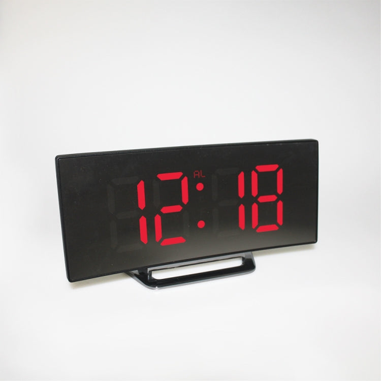 6507 Curved Big Screen Electronic Clock LED Mirror Mute Alarm Clock, White, Red, Green
