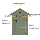 T60 Cuckoo Clock The Bird Reports On The Hour Clock, White, Green, Blue, Gray Top, Orange Top