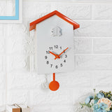 T60 Cuckoo Clock The Bird Reports On The Hour Clock, White, Green, Blue, Gray Top, Orange Top